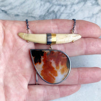 Dendritic Agate and Wild Boar Tooth Necklace